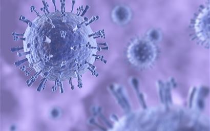 Macro image of H1N1 swine influenza virus cells