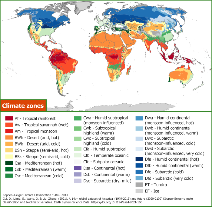 Current climate zone map