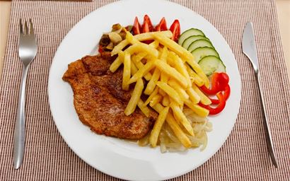 Steak and chips.