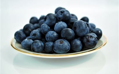 A plate of blueberries