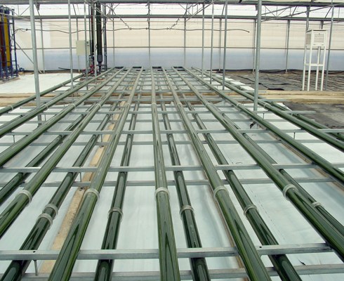 Tubular reactor plant Tubular reactor plant with two horizontal layers of tubes (diameter 0.1 m; length of loops 400 m. Total volume: 4 m³.