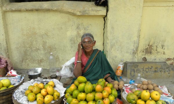 Fruit Seller Woman on Mobile