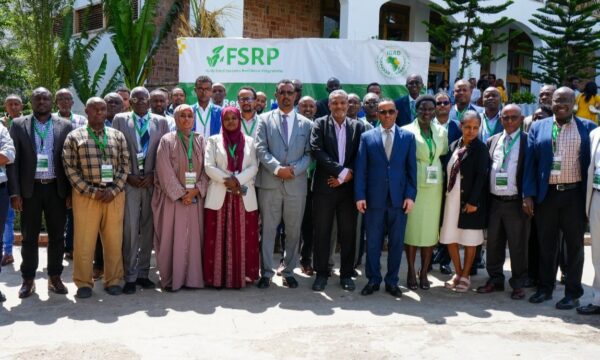 Group shot outside meeting space in Ethiopia