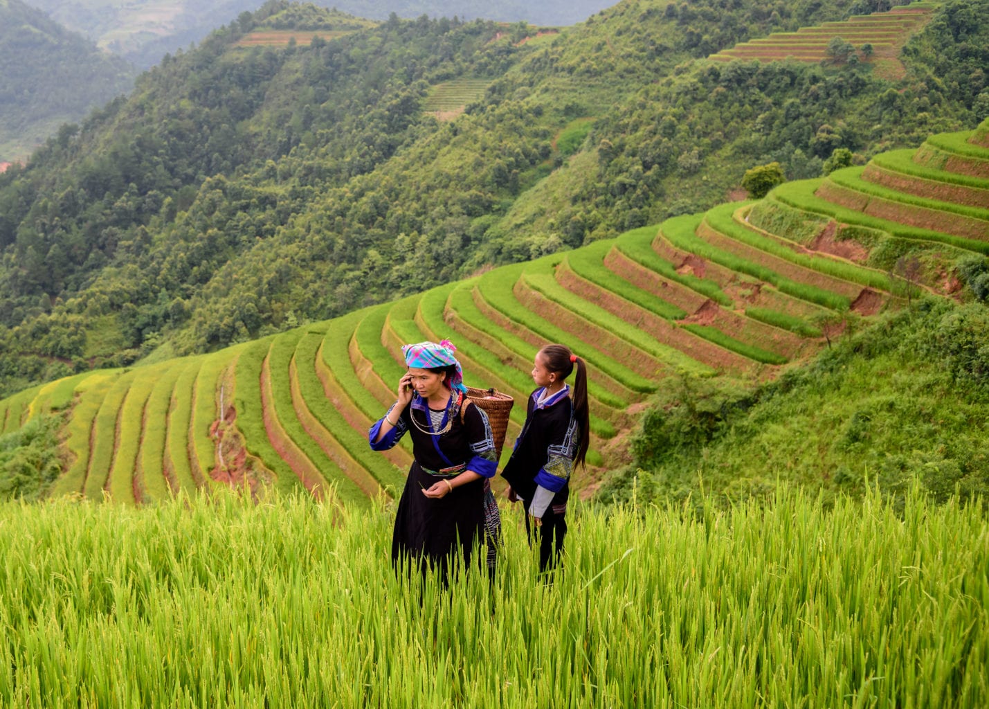 two women in a field