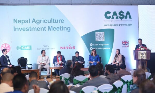 Siddarth Khadka from CASA Nepal addresses the Nepal Agriculture Investment Meeting