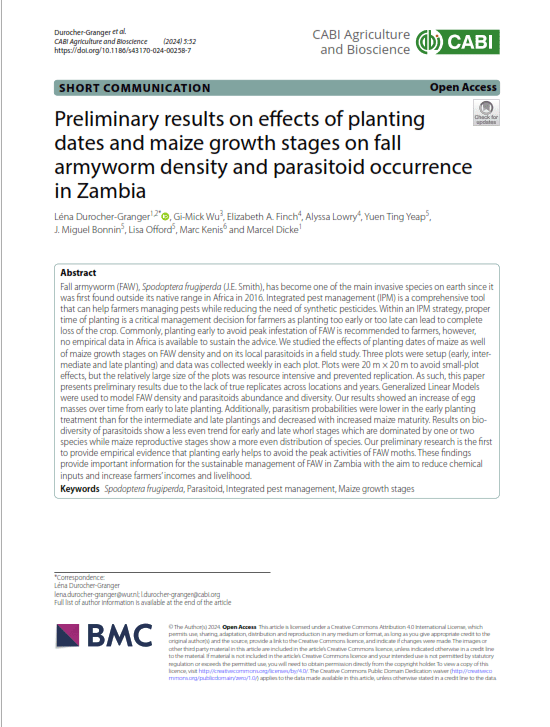 Preliminary results on effects of planting dates and maize growth ...