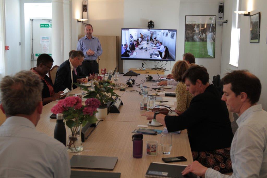 Dick Shaw chairs meeting at CABI Egham.