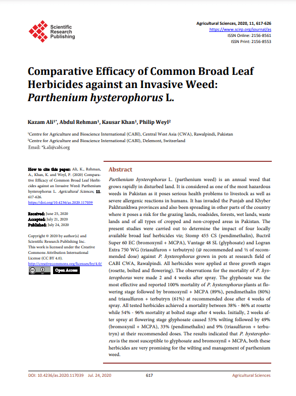 Comparative Efficacy of Common Broad Leaf Herbicides against an ...