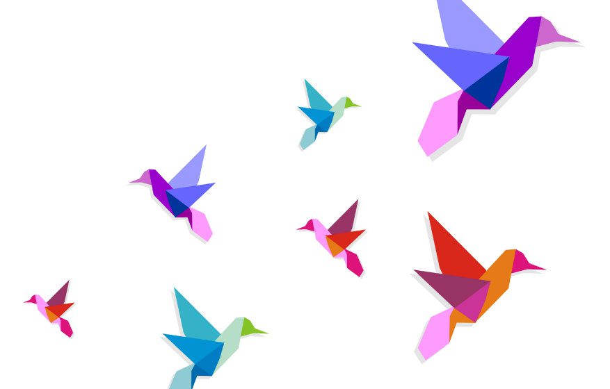 Group of various Origami vibrant colors hummingbirds. Vector file available. Group of various Origami vibrant colors hummingbirds. Vector file available.