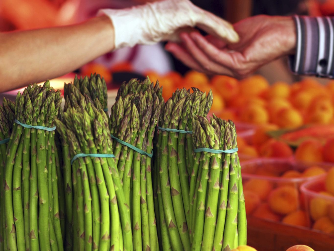 Asparagus being sold at a market